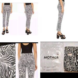 Mother High Waisted Rascal Ankle Fray Hoofin' It Zebra Skinny Jeans
